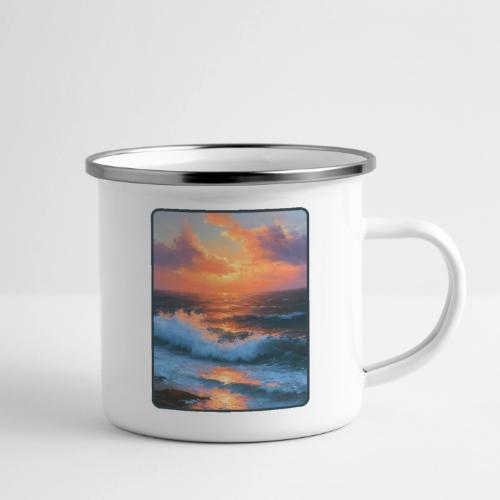 Sunset Storm Waves Oil Painting - Camper Mug