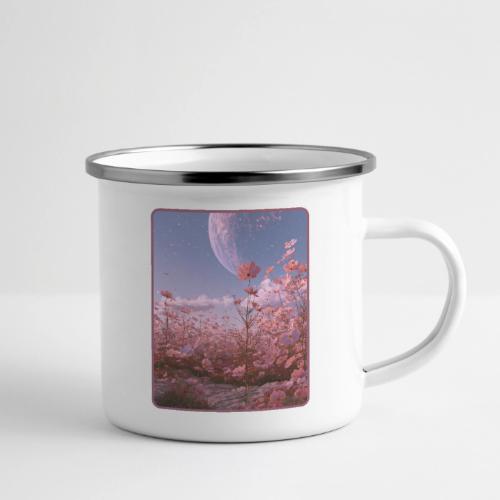 Cosmic Moon & Cosmos Flowers Art - Camper Mug