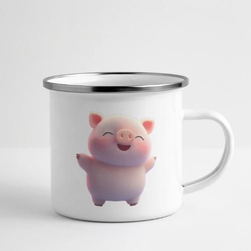 Cute Cartoon Baby Pig Standing Arms Up - Camper Mug