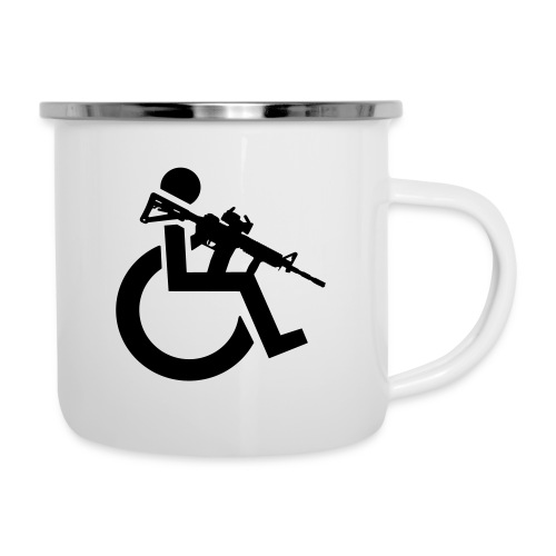 Image of a wheelchair user armed with rifle - Camper Mug