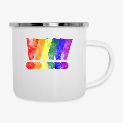 Distressed LGBT Gay Pride Exclamation Points - Camper Mug