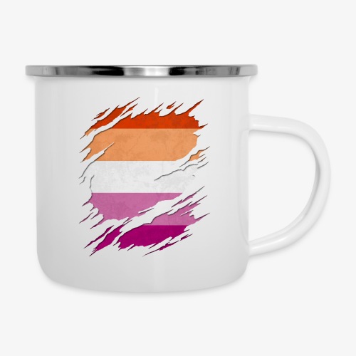 Lesbian Pride Flag Ripped Reveal - Camper Mug