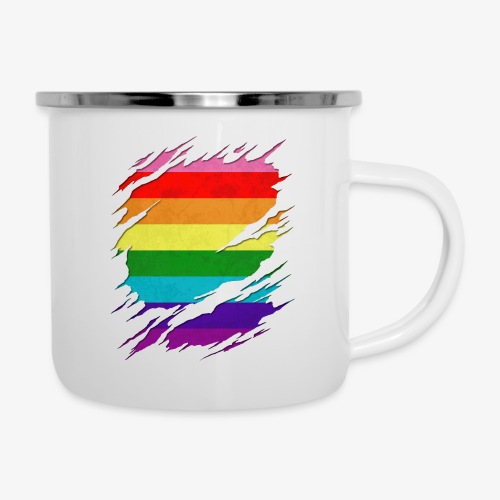 Original Gilbert Baker LGBT Gay Pride Flag Ripped - Camper Mug