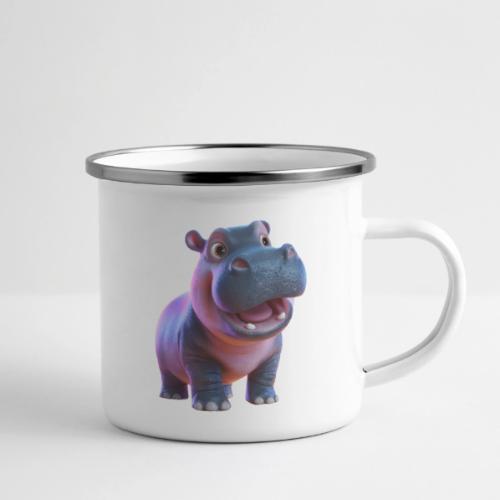 Smiling Cartoon Baby Hippo Standing - Camper Mug