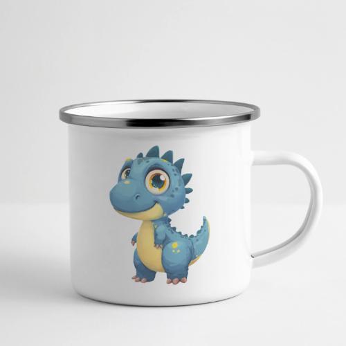 Smiling Blue and Yellow Baby Dinosaur - Camper Mug