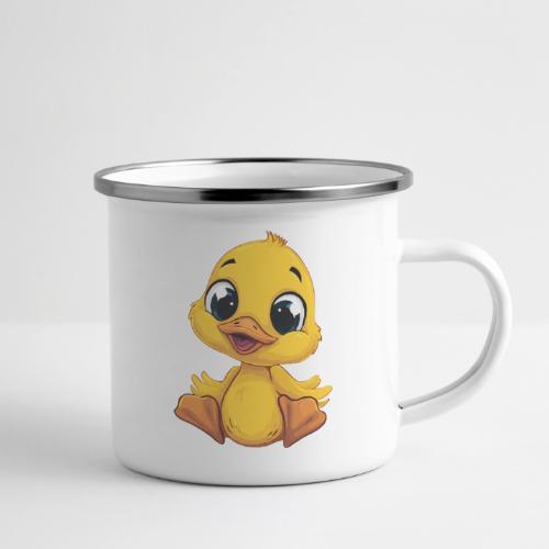 Sweet Yellow Cartoon Duck Sitting Happily - Camper Mug