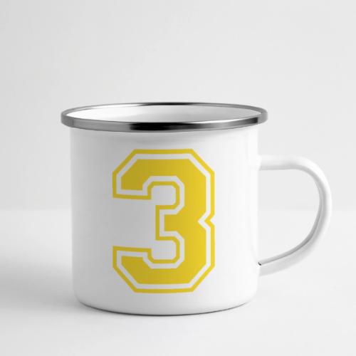 Number 3 in a classic athletic collegiate font - Camper Mug