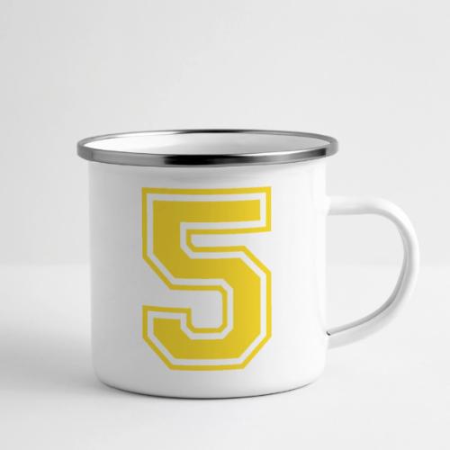 Number 5 in a classic athletic collegiate font - Camper Mug
