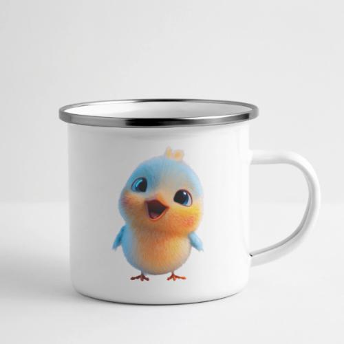 Colorful Cartoon Baby Bird in Orange and Blue - Camper Mug