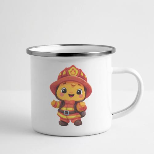Cute Cartoon Firefighter in Red and Yellow Suit - Camper Mug