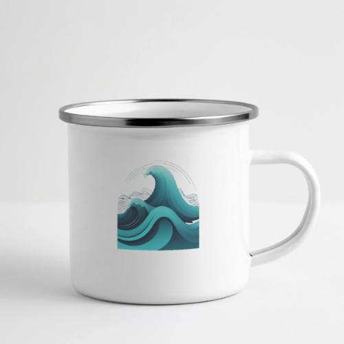Dynamic Ocean Wave Illustration - Camper Mug