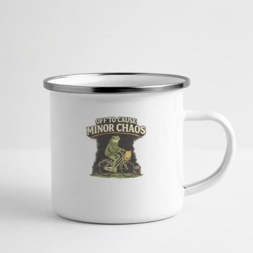 Minor Chaos Vintage Frog and Cat on Bicycle - Camper Mug