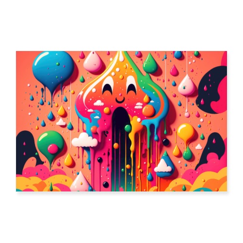 Psychedelic Paint Drip Rainbow Rain Clouds 1.2 - Poster 36x24