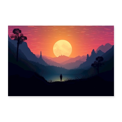 Sunset Adventure Mountain Landscape - Poster 36x24