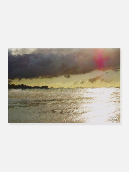 Coucher de soleil marin 3 :2 - Poster 36 x 24 po - blanc - Devant