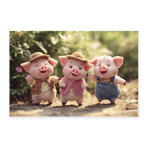 Sunny Piggy Trio - Poster 36x24