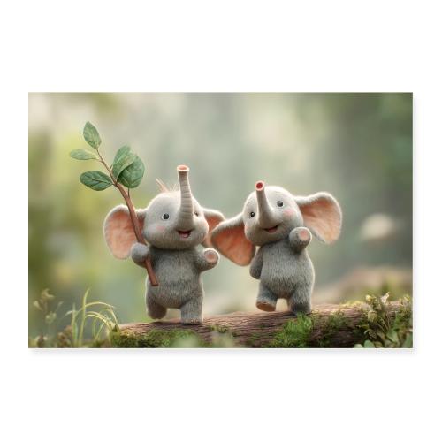 Walking Plush Elephants - Poster 36x24