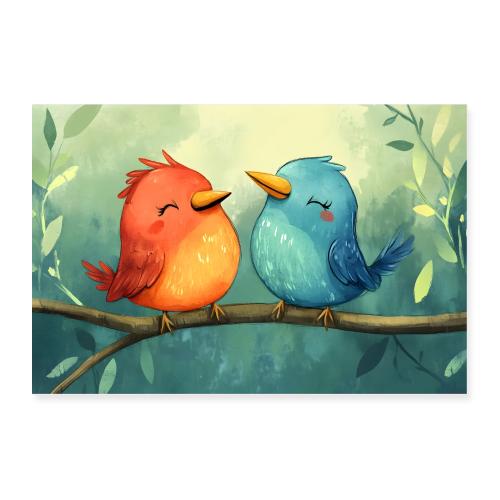 Branch Buddies in Red & Blue - Poster 36x24