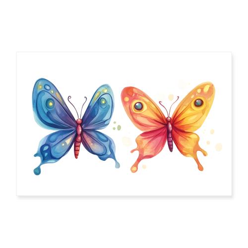 Butterflies: Blue & Orange Wings - Poster 36x24