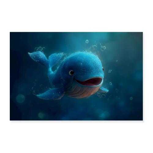 Little Blue Whale Underwater - Poster 36x24