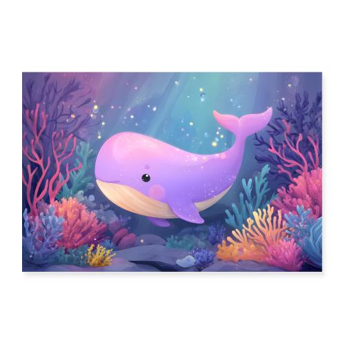 Purple Whale Wonderland - Poster 36x24