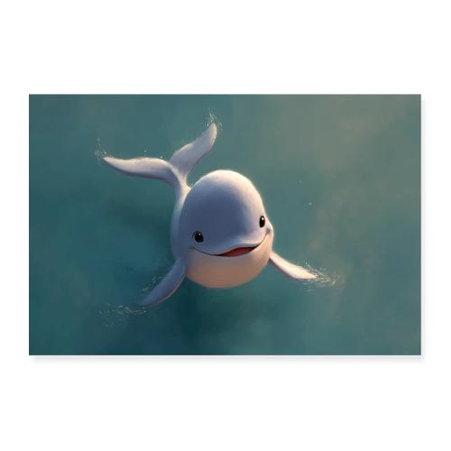 Gentle White Whale Wonder - Poster 36x24