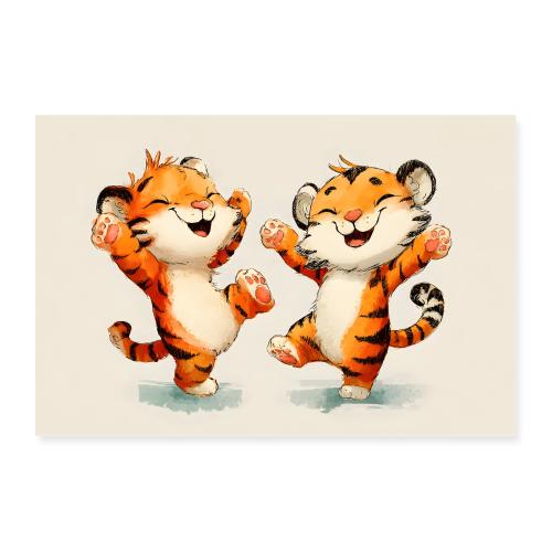 Dancing Tiger Cubs Delight - Poster 36x24