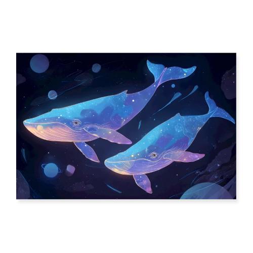 Starry Galaxy Whales - Poster 36x24