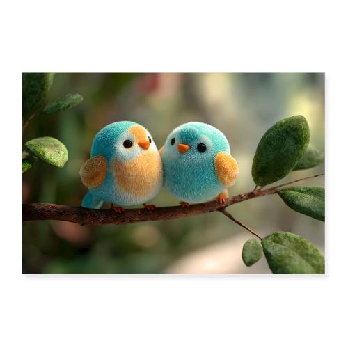 Pair of Blue-Yellow Birds - Poster 36x24