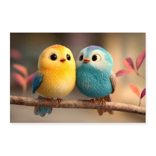 Yellow and Blue Bird Duo - Poster 36x24