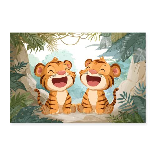 Playful Baby Tigers in the Jungle - Poster 36x24