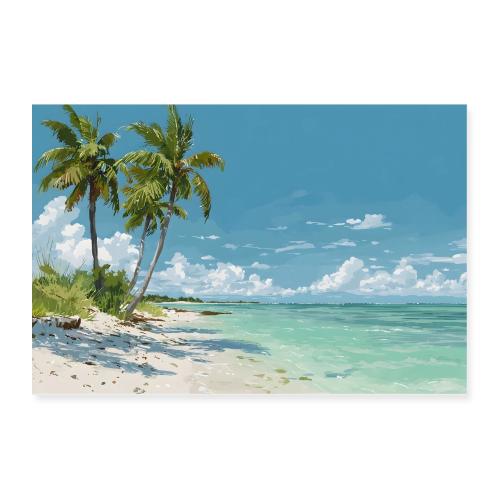 Tranquil Tropic Horizon: Digital Painting - Poster 36x24