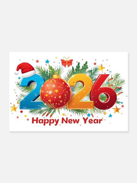 2026 Festive New Year Glow - Poster 36x24 - white