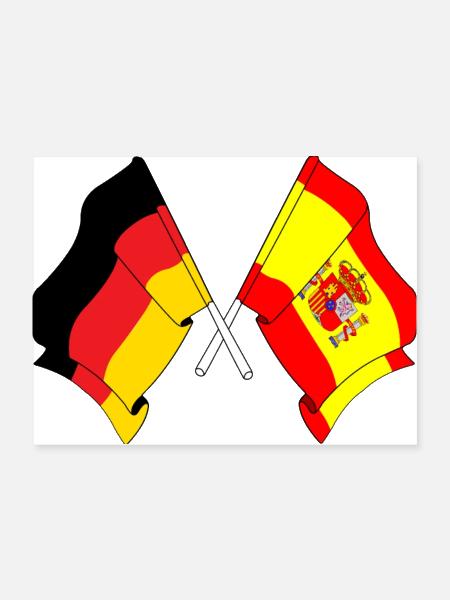 Two crossed flags of Germany and Spain flag - Poster 24x18 - white - Front