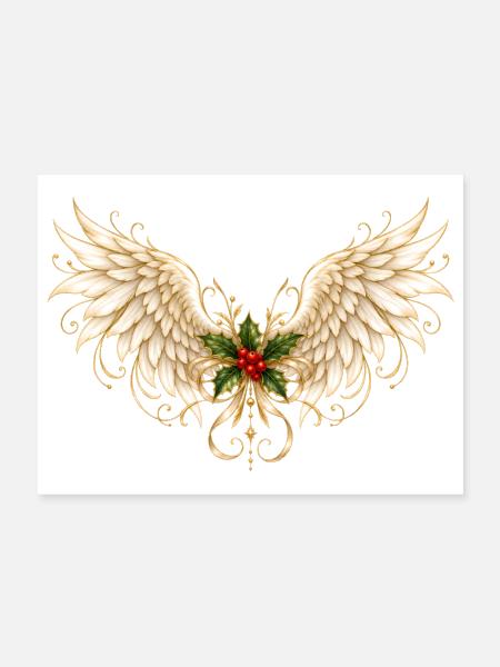 Holly Winged Halo Ornament - Poster 24x18 - white - Front