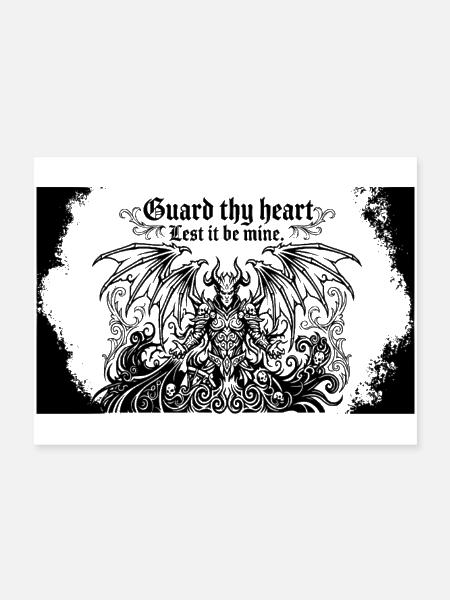 Guard Thy Heart Gothic Demon Shirt Dark Fantasy - Poster 24x18 - white - Front