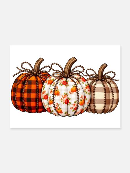 Autumn Patchwork Pumpkins - Poster 24x18 - white - Front