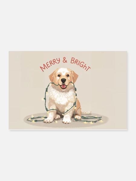 Merry and Bright Dog - Poster 12x8 - white - Front
