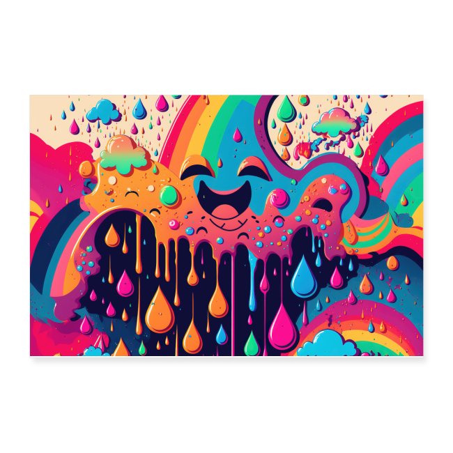 Psychedelic Paint Drip Rainbow Rain Clouds 1.3