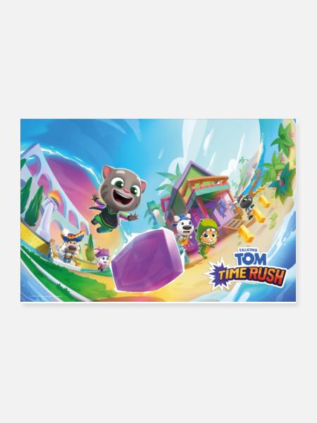 Talking Tom Time Rush Game Tom Hunts For Crystals - Poster 12x8 - white - Front