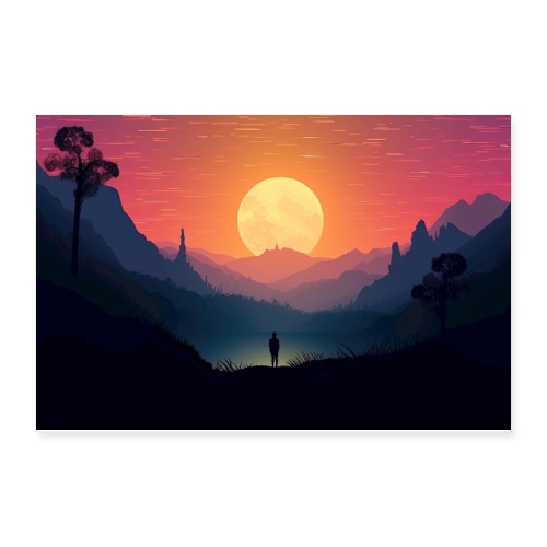 Sunset Adventure Mountain Landscape - Poster 12x8