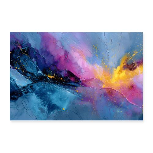 Abstract Art: Blue Drift with Echoes of Light - Poster 12x8