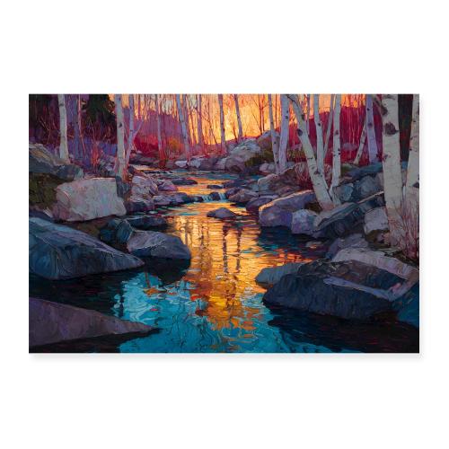 Digital Painting: Twilight Through the Birches - Poster 12x8
