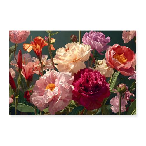 Crimson Harmony Bloom - Poster 12x8
