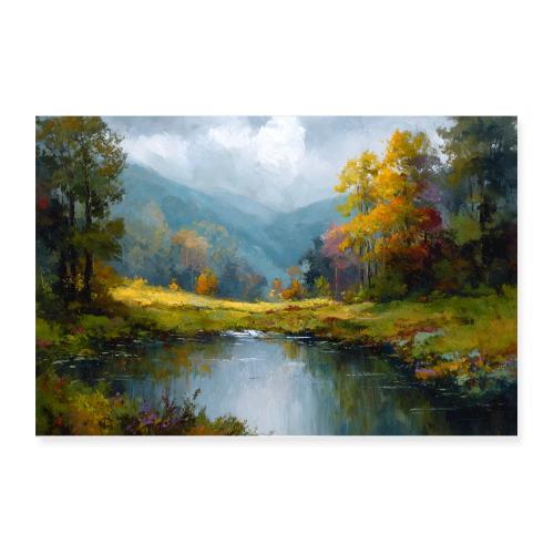 Digital Painting: Golden Season Vista - Poster 12x8
