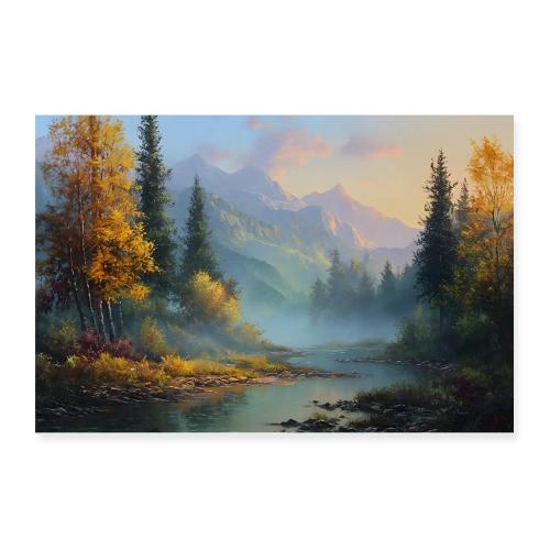 Digital Painting: Misty Autumn Calm - Poster 12x8