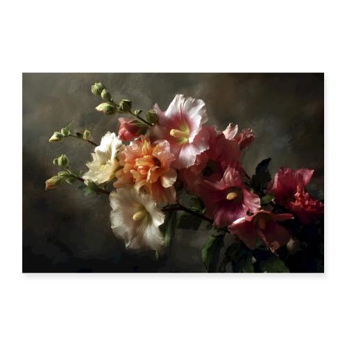 Hollyhock Harmony - Poster 12x8