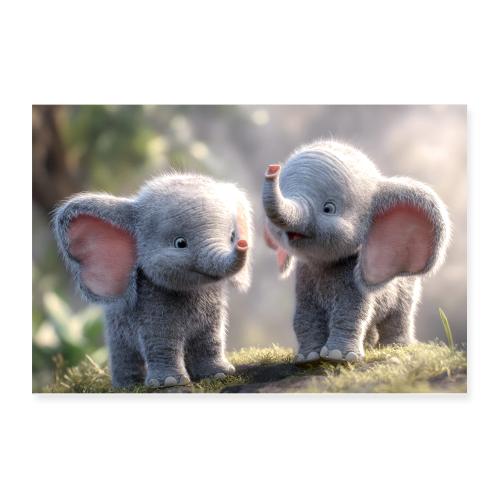 Sunny Day Elephants - Poster 12x8