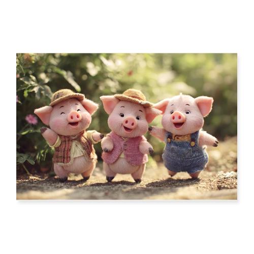 Sunny Piggy Trio - Poster 12x8