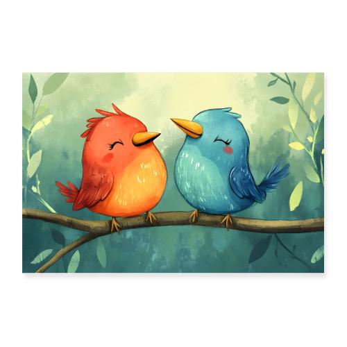 Branch Buddies in Red & Blue - Poster 12x8